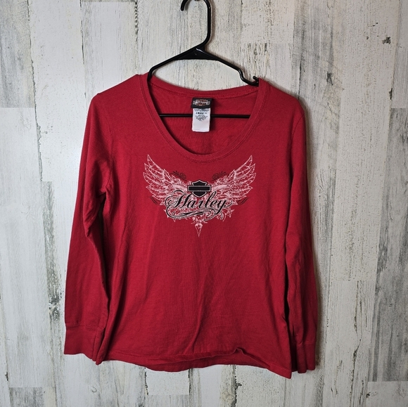 Harley Davidson 2010 Screw It Lets Ride Ogden Utah Red Long Sleeve Womens Large - Picture 9 of 9